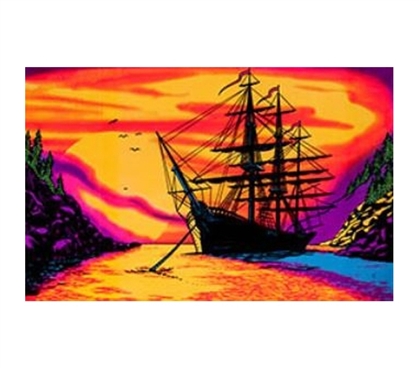 Shopping For College - Sunset Bay Blacklight Poster - Fun Dorm Stuff