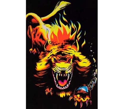 College Posters - Lion Flame Blacklight Poster - Decor For Dorms