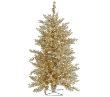 Holiday Dorm Room Decorations 2'x23" Champagne Tree with Mini Lights