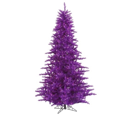 Holiday Dorm Room Decorations 3'x25" Purple Fir Tree with Purple Mini Lights on Purple Wire