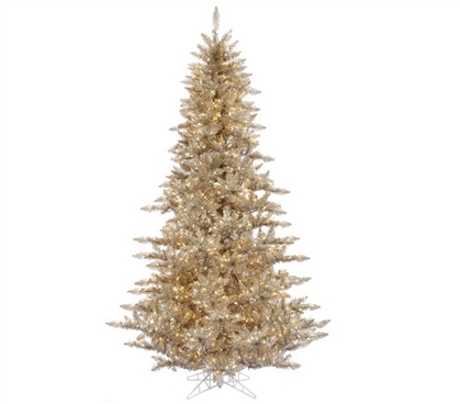 Holiday Dorm Room Decorations 3'x25" Champagne Fir Tree with Clear Mini Lights on Gray Wire