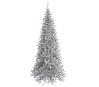 Holiday Dorm Room Decorations 4.5'x24" Tinsel Silver Slim Fir Tree