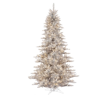 Holiday Dorm Room Decorations 3'x25" Silver Fir Tree with Clear Mini Dorm Lights on Grey Wire