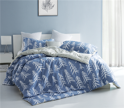 Patterned Twin XL Comforter - Blue and White Reversible College Comforter Set