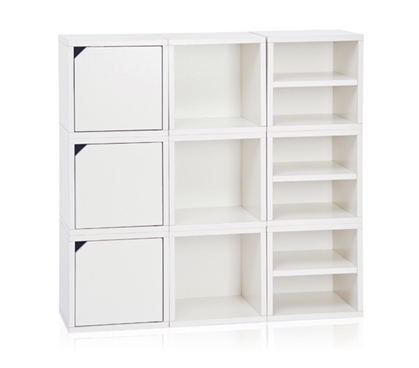 9 Cube Stackable Dorm Storage - White Dorm room organizer