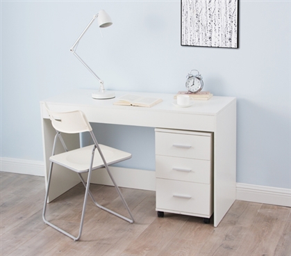 Yak About It Simple Style Work Desk (Includes 3 Drawer Unit) - White