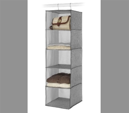 5 Shelf Crosshatch Gray Accessory Shelf Hanger Dorm Organizer