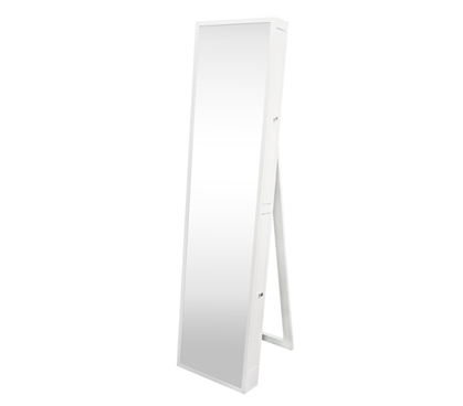 College-Ave Full-Length Mirror with Jewelry Slide Outs - White Extra-Tall Dorm Organization