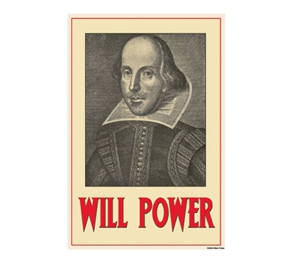 William Shakespeare Will Power Tin Sign Dorm Decor