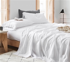 Terra e Pais - Tattered Edgings 100% Cotton Full Sheet Set - White