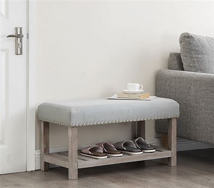 Central StyleÂ® Cushion Bench - Farmhouse Wood with Gray Cushion - Compact