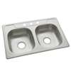 33 X 22 Three Hole Double Bowl Stainless Steel Sink Single Pack *middle
