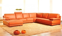 2227 Contemporary Orange Leather Sectional Sofa