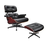 Divani Casa Moser Collection Modern Full Leather Lounge Chair w/ Ottoman, Black by VIG Furniture