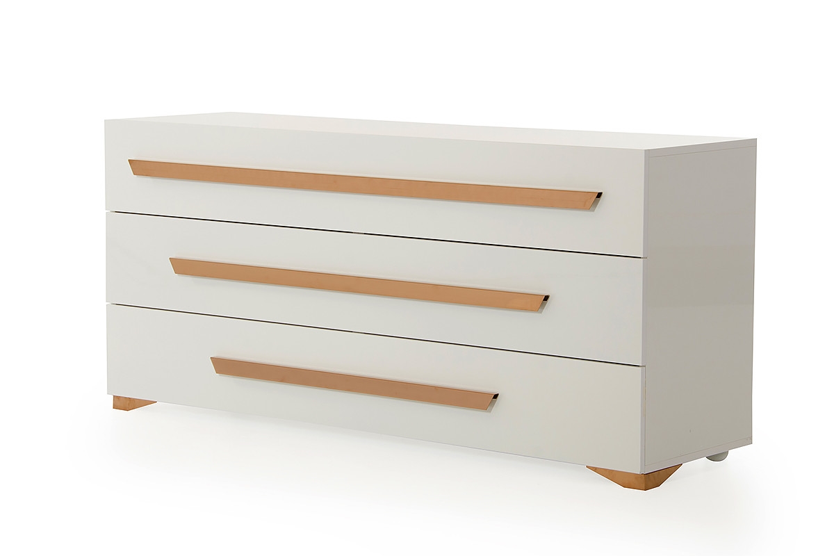 White and store rose gold dresser