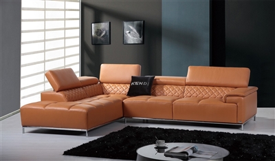 Divani Casa Citadel Modern Orange Leather Sectional Sofa