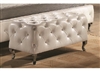 Leatherette Tufted Bench with Crystal Studs