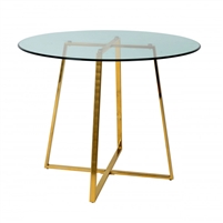 Modrest Swain - Modern Clear Glass & Gold Round Dining Table