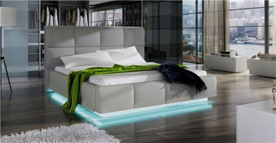 Asti Grey Eco-Leather Storage QS Bed w/LED