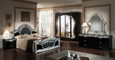 Modrest Rococo - Italian Classic Black & Silver Bedroom Set by VIG Furniture MADE IN ITALY