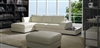 BO 3893 - Off White Contemporary Low Profile Leather Sectional W/Ottoman