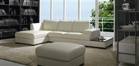 BO 3893 - Off White Contemporary Low Profile Leather Sectional W/Ottoman