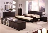 Modrest Capri Modern Wenge King Size Bed w/4 Storage Drawers