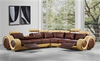 4087 Modern Leather Sectional Sofa With Recliners