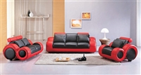 Divani Casa 4088 - Contemporary Black and Red Leather Sofa Set