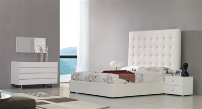 Modrest Lyrica - White Leatherette Tall Headboard Bed by VIG Furniture