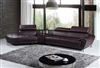 Divani Casa Raizel Modern Brown Leather Sectional Sofa w/ Left Facing Chaise