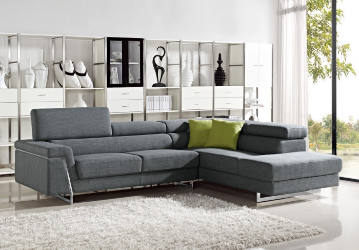 Divani Casa Darby Modern Grey Fabric Sectional Sofa Set by VIG Furniture