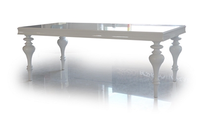 Bella White Lacquer Transitional Dining Table
