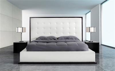 Beth Modern Wenge with White Leatherette Queen Size Bed