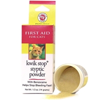 First Aid for Cats Kwik Stop Styptic Powder with Pain Relieving Benzocaine