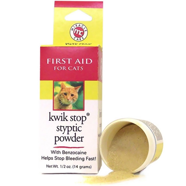 First Aid for Cats Kwik Stop Styptic Powder with Pain Relieving Benzocaine