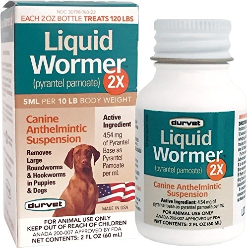 Durvet Liquid Wormer 2X  Canine Anthelmintic Suspension 2oz.