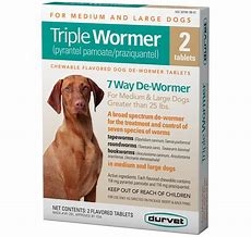 Triple Wormer 7 Way-De-Wormer Pills for Medium & Large Dogs Greater Than 25lbs.