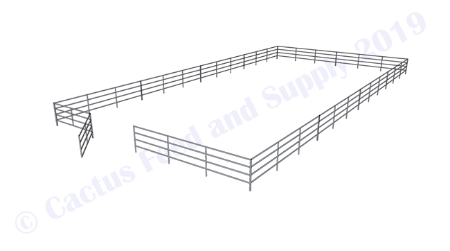 Horse Round Pens & Arenas - 48'W x 96'D 1-5/8" 4-Rail with 12' Ranch Gate Arena | Cactus Feed and Supply