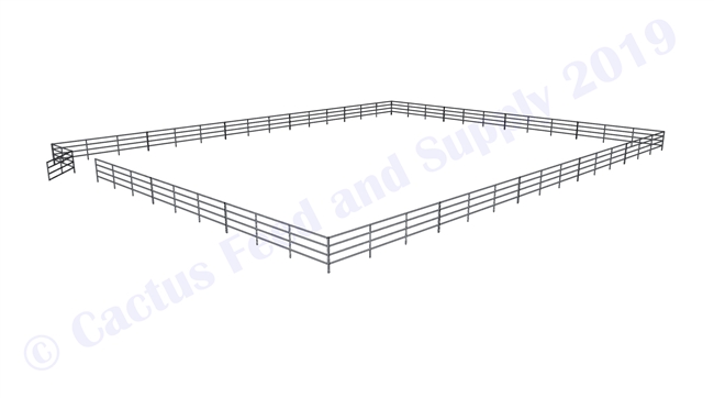 Horse Round Pens & Arenas - 96'W x 120'D 1-5/8" 4-Rail with 12' Ranch Gate Arena | Cactus Feed and Supply