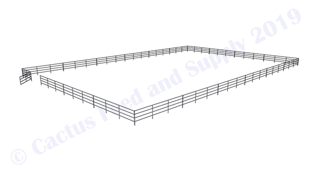 Horse Round Pens & Arenas - 96'W x 144'D 1-5/8" 4-Rail with 12' Ranch Gate Arena | Cactus Feed and Supply