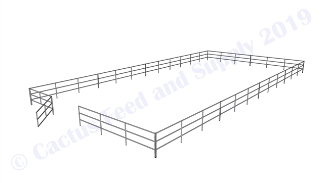 Horse Round Pens & Arenas - 48'W x 96'D 1-7/8" 3-Rail with 12' Ranch Gate Arena | Cactus Feed and Supply