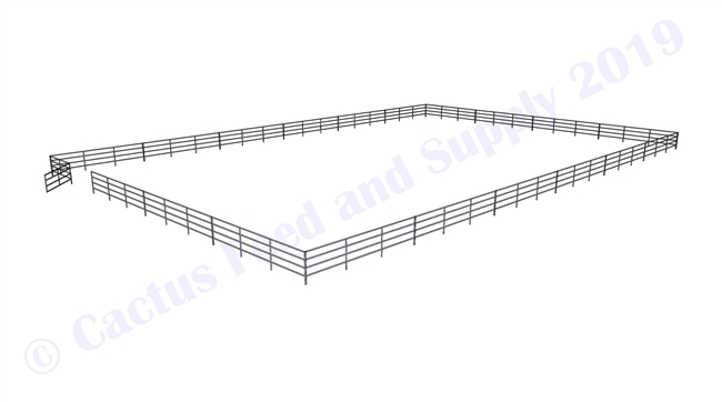 Horse Round Pens & Arenas - 96'W x 144'D 1-7/8" 4-Rail with 12' Ranch Gate Arena | Cactus Feed and Supply
