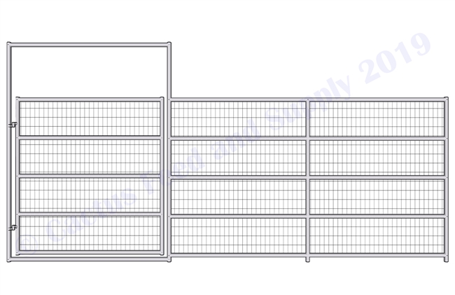 1-5/8" Horse Corral Gate 5 Rail With Welded Wire:  16'W x 6'H