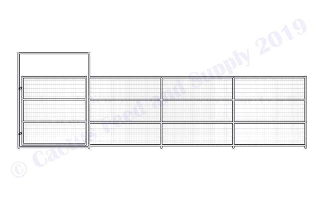 1-5/8" Horse Corral Gate 4 Rail With Welded Wire:   24'W x 6'H
