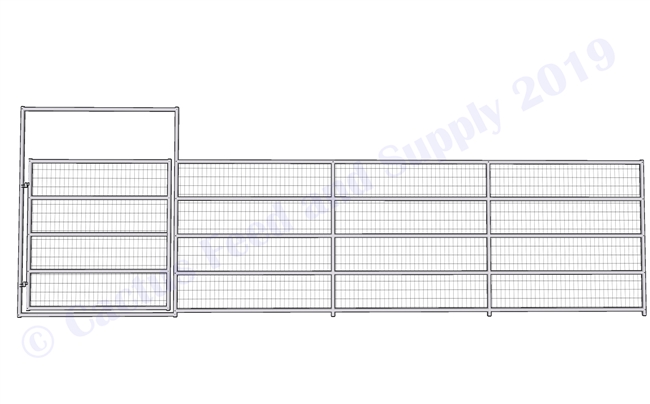 1-5/8" Horse Corral Gate 5 Rail With Welded Wire:   24'W x 6'H