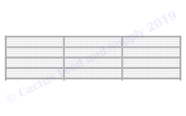 1-5/8" Horse Corral Panel 5 Rail With Welded Wire:  24'W x 6'H