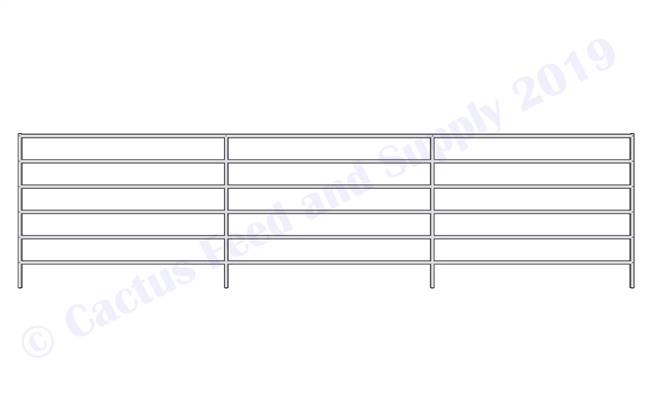 1-7/8"  Horse Corral Panel 6 Rail:  24'W x 6'H