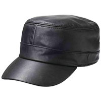 Solid Genuine Lambskin Leather Cap