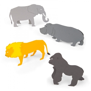 Elephant, Gorilla, Hippo, Lion